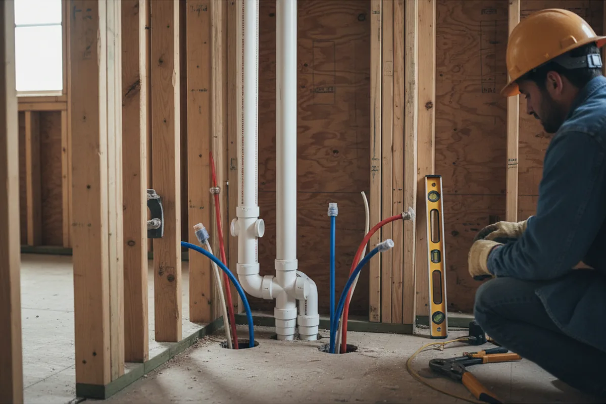 Drain and supply rough-in during Sump Pump Repair in Gurnee